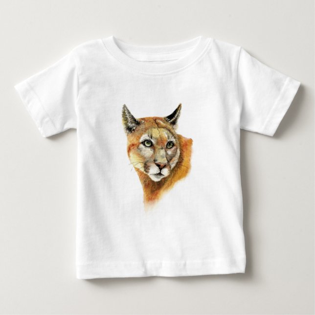 Watercolor Cougar Puma  Animal  Nature Art Baby T-Shirt (Front)