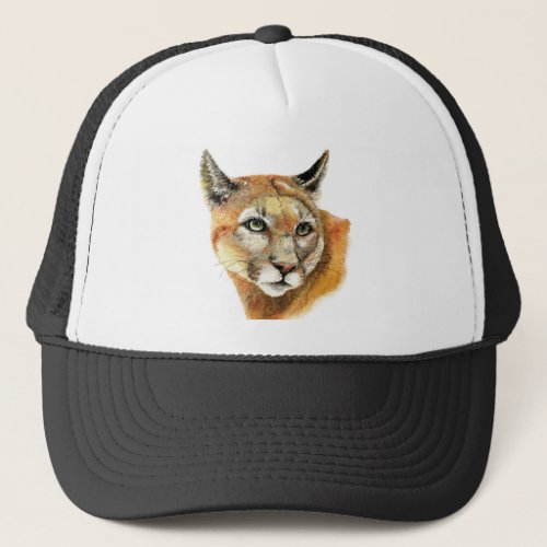 Watercolor Cougar Puma  Animal  Nature Art Trucker Hat