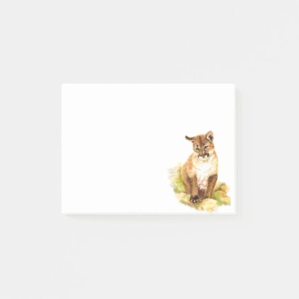 Watercolor Cougar, Puma, Mountain Lion Cub Kitten Post-it Notes