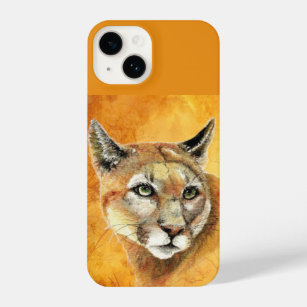 Watercolor Cougar Wildlife Animal Nature Art iPhone 14 Case