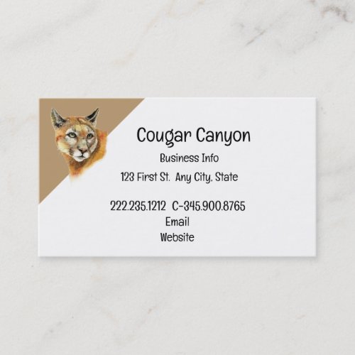 Watercolor Cougar with Animal Tracks Business Card