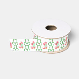 Watercolor Country Christmas Cowboy Boots Grosgrain Ribbon