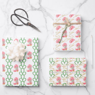 Watercolor Country Christmas Cowboy Boots Wrapping Paper Sheets