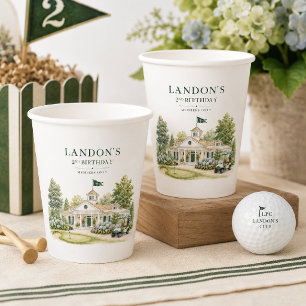 Watercolor Country Club Golf Birthday Paper Cups