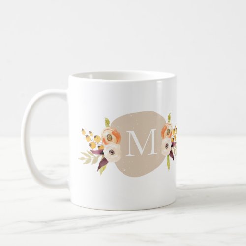 Watercolor Country Floral Monogram Gift Mug