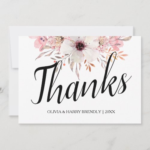 Watercolor Country Floral Thank You Card
