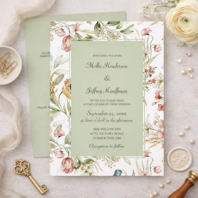 Watercolor Country Floral Wedding  Invitation (Creator Uploaded)
