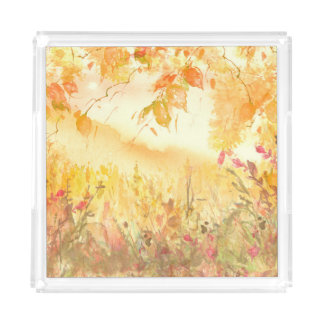 Watercolor Country Forest Landscape Art Acrylic Tray