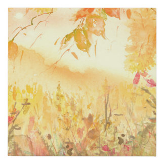 Watercolor Country Forest Landscape Art Faux Canvas Print