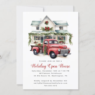Watercolor Country Holiday Christmas Open House Invitation