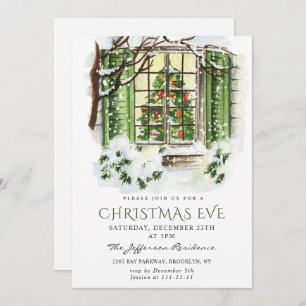 Watercolor Country Holiday House Christmas Party Invitation