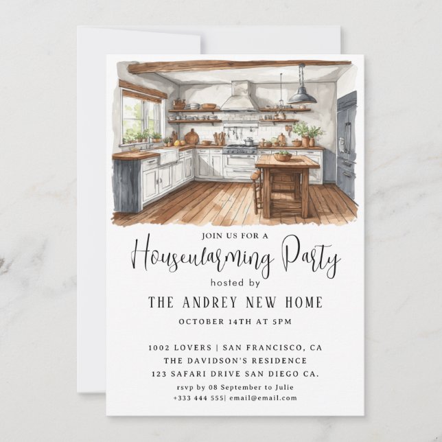 Watercolor Country Kitchen  Invitation (Front)