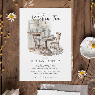 Watercolor Country Kitchen Tea Bridal Shower Invitation