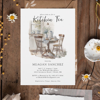 Watercolor Country Kitchen Tea Bridal Shower Invitation by IYHTVDesigns at Zazzle