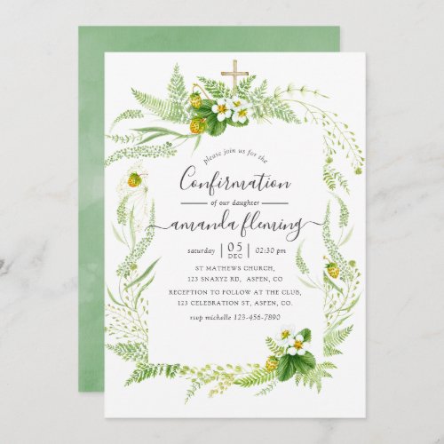 Watercolor Country Rustic Greenery Confirmation Invitation