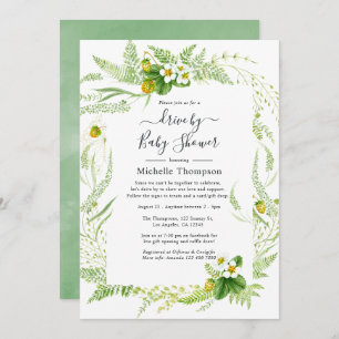 Watercolor Country Rustic Greenery Drive By Shower Invitation