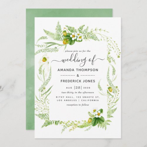 Watercolor Country Rustic Greenery Wedding Invitation