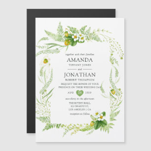 Watercolor Country Rustic Greenery Wedding Magnetic Invitation