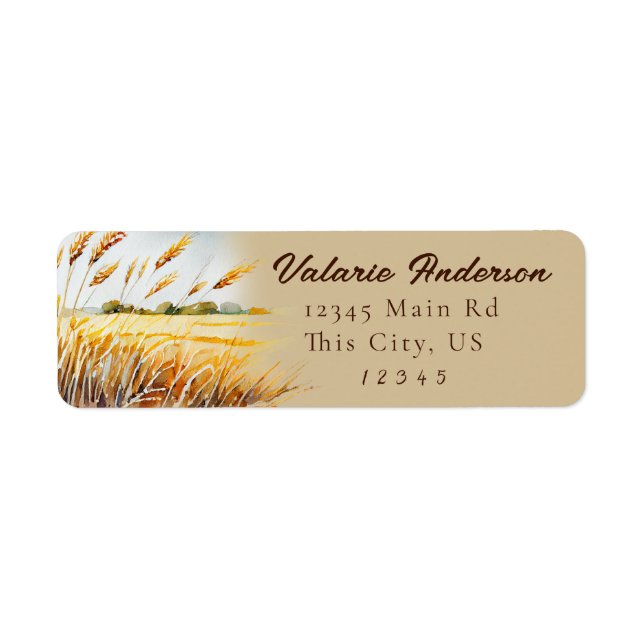 Watercolor Country Wheat Field Label (Front)