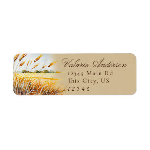 Watercolor Country Wheat Field script Label