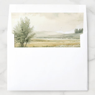 Watercolor Countryside Landscape Illustration Envelope Liner