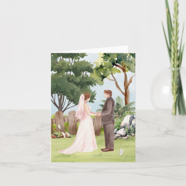 Watercolor couple art wedding  card (Front)