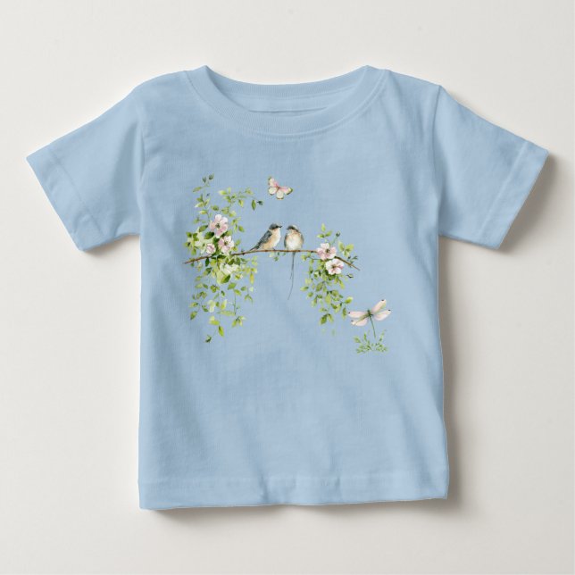 Watercolor Couple Birds Baby T-Shirt (Front)