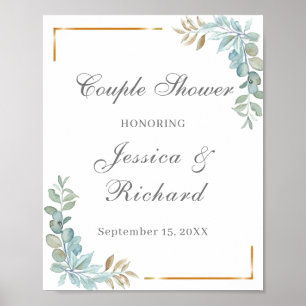 Watercolor Couple  Shower Welcome Poster Sign