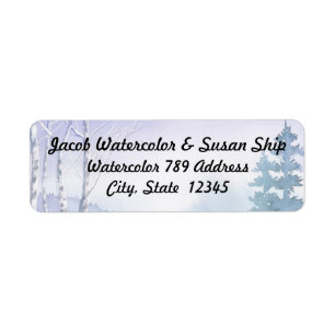 Watercolor Couple's Name Winter scene Label