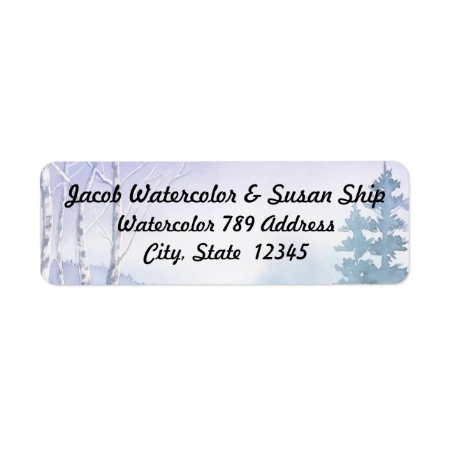 Watercolor Couple's Name Winter scene Label (Front)
