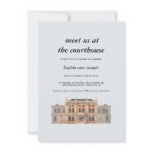 Watercolor Courthouse Wedding Invitation Card
