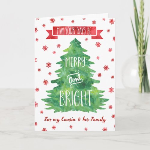 Watercolor Cousin  Family Merry Christmas Card