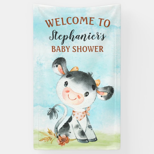 Watercolor Cow Baby Shower Farm Baby Shower Banner