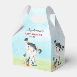 Watercolor Cow Baby Shower Farm Favor Boxes