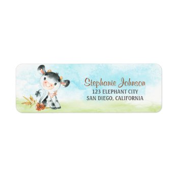 Watercolor Cow Baby Shower Farm Label by SpecialOccasionCards at Zazzle
