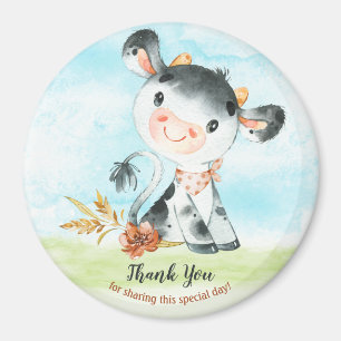 Watercolor Cow Baby Shower Farm Thank You Magnet