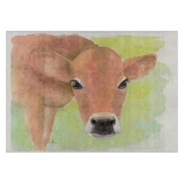 Watercolor Cow  Cutting Board (Front)