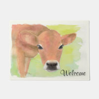 Watercolor Cow Doormat