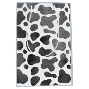 Watercolor Cow print Blue Medium Gift Bag