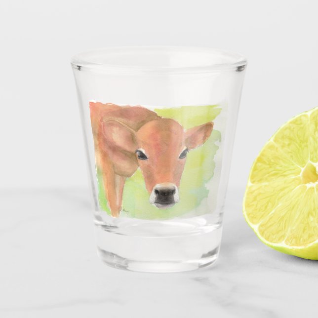 Watercolor Cow Shot Glass (Front)