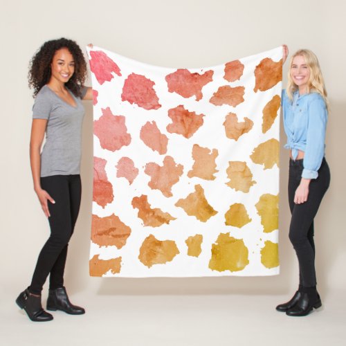 Watercolor Cow Skin Pattern Fleece Blanket