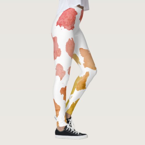 Watercolor Cow Skin Pattern Leggings