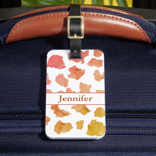 Watercolor Cow Skin Pattern Luggage Tag