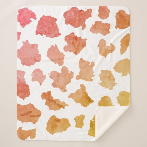 Watercolor Cow Skin Pattern Sherpa Blanket