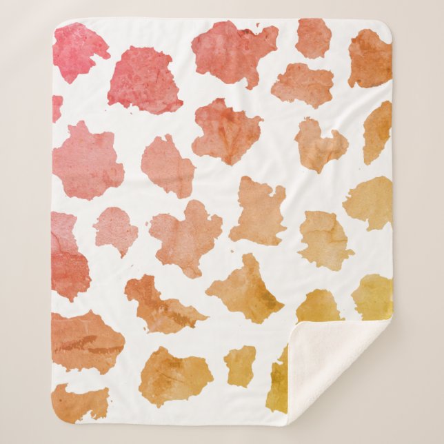 Watercolor Cow Skin Pattern Sherpa Blanket (Front)