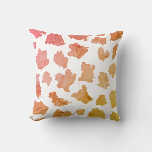 Watercolor Cow Skin Pattern Throw Pillow