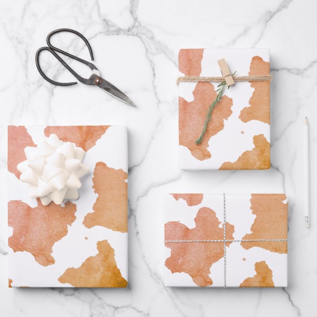 Watercolor Cow Skin Pattern Wrapping Paper Sheets (Front)