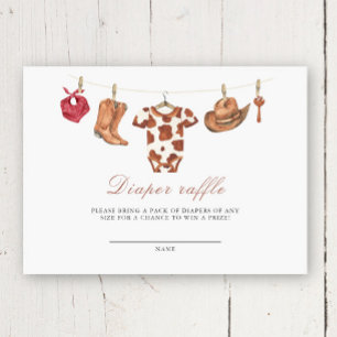 Watercolor Cowboy Baby shower Diaper Raffle Enclosure Card