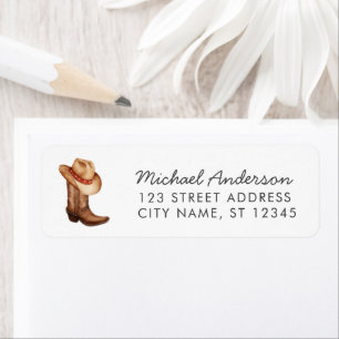 Watercolor Cowboy Boot Western Return Address Label
