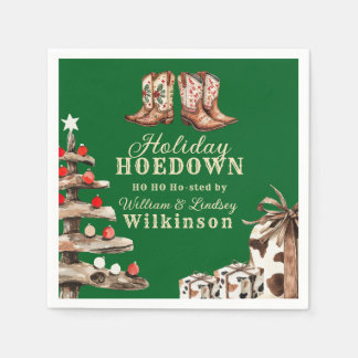 Watercolor Cowboy Boots Holiday Hoedown Christmas Napkins